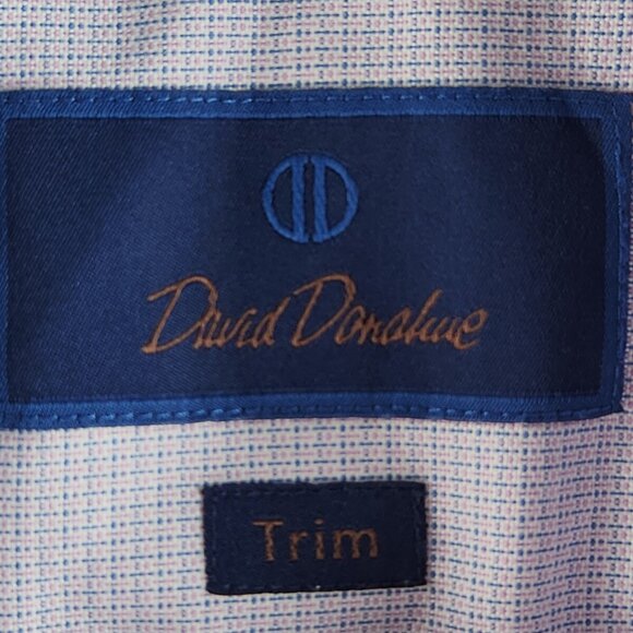 David Donahue Trim Fit Purple Check 17 34/35 Button Up Shirt Men Long Sleeve - Picture 16 of 16